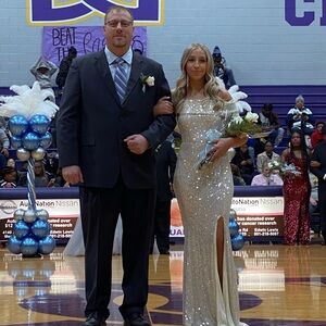 Sequin Champagne Prom Dress with Side Slit